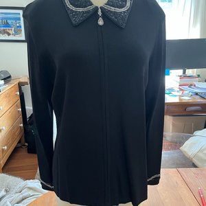 St. John Black Cardigan with Silver Accents